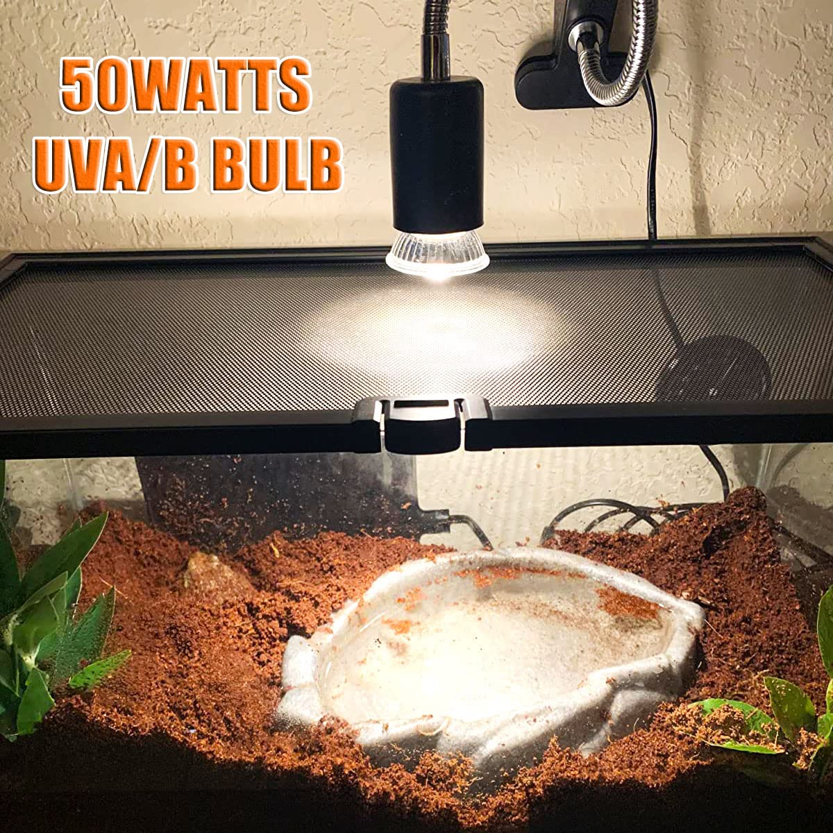 Fischuel Reptile Uv Bulb - 2 Pack 50W Uvb Bulbs, Habitat Basking Heat Lamp For Terrarium (E27, 110V)